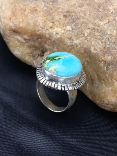 Royston Turquoise Navajo Ring | Sterling Silver | Sz 6.75 | Authentic Native American Handmade | 2654