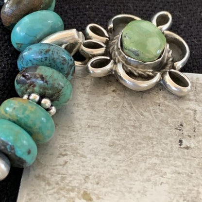 Men's Spiderweb Turquoise Pendant | Navajo Pearls Sterling Silver Necklace | Authentic Native American Handmade | 1017