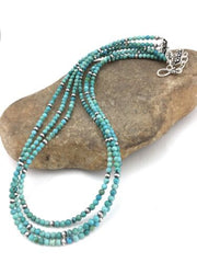 Southwestern 3-Strand Multi-Color Turquoise Necklace | Sterling Silver | 21" | 1097