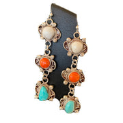 Navajo Spiny, Turquoise & Howlite Dangle Earrings | Sterling Silver | Authentic Native American Handmade | 1574