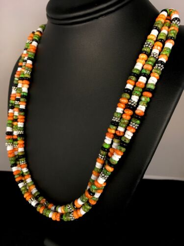 Native American Turquoise & Spiny Oyster Necklace | Sterling Silver | 8743