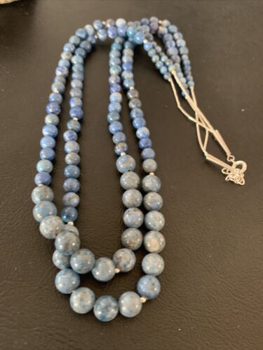 Native American Denim Lapis Bead Necklace | Sterling Silver | 21" | 1260