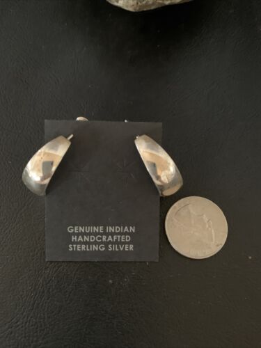 Native American Old Pawn Women's Hoop Stud Earrings | Sterling Silver | 1" | 13009
