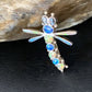 Zuni White Blue Opal Inlay Dragonfly Necklace Pin Pendant | Sterling Silver | 13683
