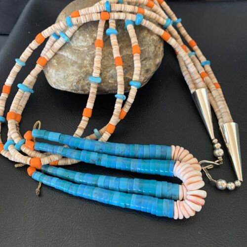 Southwestern Jacla Santo Domingo Shell Spiny Turquoise Jacla Necklace | 26" | Authentic Native American Handmade | 11992