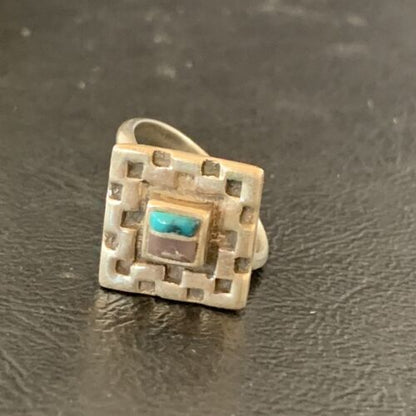 Navajo Blue Turquoise Sugilite Inlay Ring | Sz 6.5 | Sterling Silver | Authentic Native American Handmade | 11282