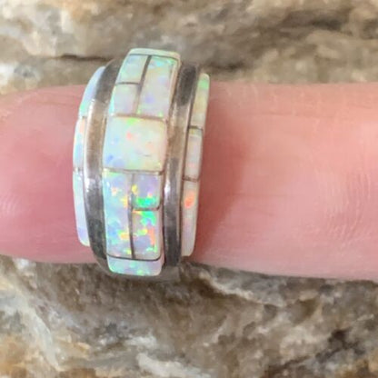 Navajo Pink Opal Inlay Band Ring | Sz 6 | Authentic Native American Handmade | 12403 - Masha USA
