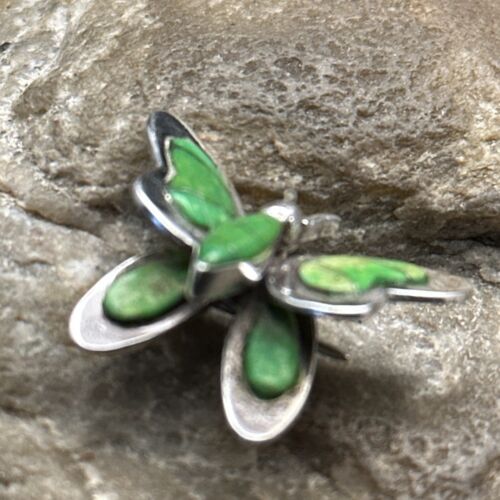 Navajo Butterfly Green Gaspeite Inlay Pin Pendant | Sterling Silver | Authentic Native American Handmade | 14585