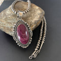 Navajo Purple Spiny Oyster Necklace Pendant | Sterling Silver | Authentic Native American Handmade | 11302