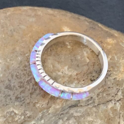 Southwestern Navajo Pink Opal Inlay Ring | Sterling Silver | Sz 7.5 | Authentic Native American Handmade | Yazzie | 10615