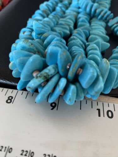 Men's Santo Domingo Blue Kingman Turquoise Shell Necklace | 3-Strand | 40" | 13196