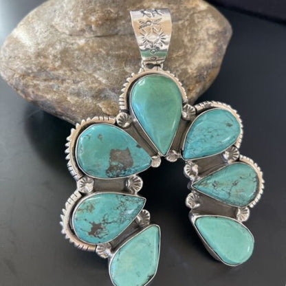 Navajo Pearls Naja Pendant Necklace | Multi-Stone Turquoise | Sterling Silver | Authentic Native American Handmade | 11354 - Masha USA