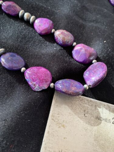 Southwestern Navajo Pearls Purple Turquoise Necklace | Sterling Silver | Authentic Native American Handmade| 20" | 1049
