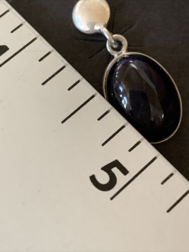 Navajo Black Onyx Post Drop Earrings | Sterling Silver | 0.5" | Authentic Native American Handmade | 12648