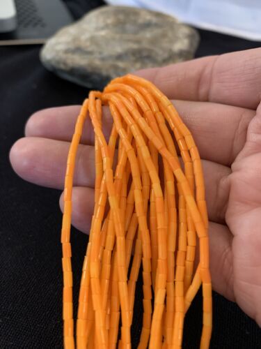 Stabilized Orange Spiny Oyster Heishi Necklace | 10 Strand | Sterling Silver | Authentic Native American Handmade | 619