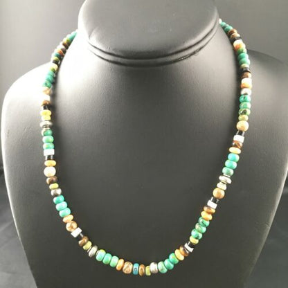 Navajo Orange Spiny Oyster Multi-Color Necklace | 18" | Authentic Native American Handmade | 10154