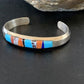 Navajo White Buffalo Turquoise Spiny Opal Inlay Bracelet | Sterling Silver | Authentic Native American Handmade | 12239