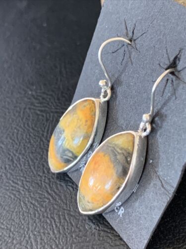 Native American Women's Navajo Bumblebee Jasper Earrings Set | Sterling Silver | 1565