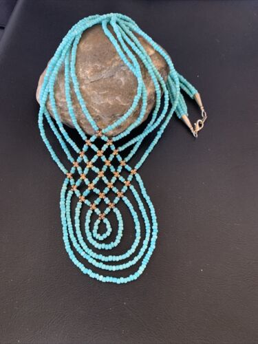 Santo Domingo Turquoise Heishi 5-Strand Necklace | Sterling Silver & Gold-Filled | 12073