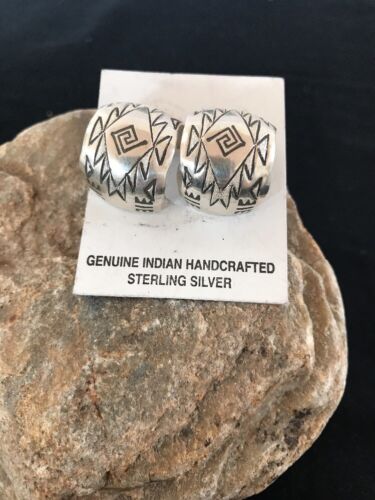 Navajo Sterling Silver Hand Stamped Post Earrings | Handcrafted | Southwestern