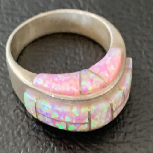 Navajo Pink Opal Inlay Band Ring | Sz 6 | Authentic Native American Handmade | 12404