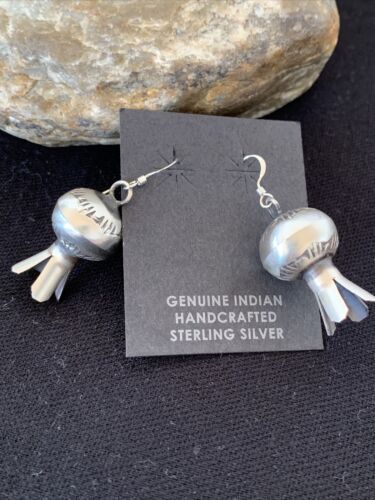 Native American Navajo Pearls Naja Earrings | Sterling Silver | 1" | 1043