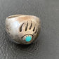 Native American Old Pawn Navajo Bear Paw Blue Turquoise Ring | Sterling Silver | Sz 6 | 2171