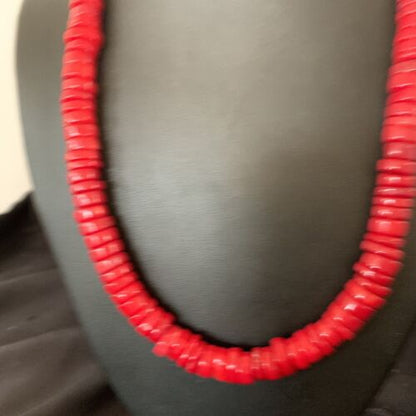 Native American Navajo Red Coral Bead Necklace | Sterling Silver | Authentic Handmade | 20" | 11873 - Masha USA