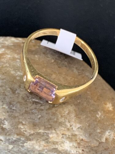 Navajo Women's Purple Amethyst Ring | Sterling Silver Gold Plated | Sz 9 | Authentic Native American Handmade | 01799