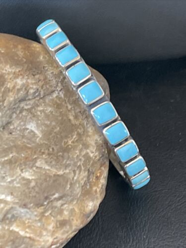 Sleeping Beauty Blue Turquoise Cuff Bracelet |  Sterling Silver | Authentic Native American Handmade | 1558