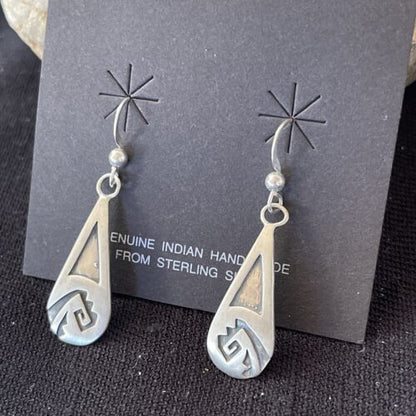Native American Hopi Sterling Silver Dangle Earrings | Handmade | 01508
