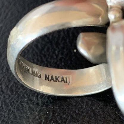 Navajo Red Coral Multi-Stone Ring | Authentic Native American Sterling Silver | Multi-Stone | Sz 7.5 | 14214