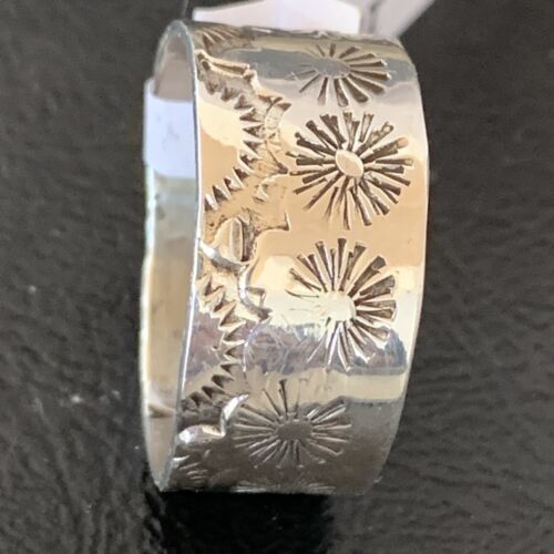 Native American Men's Wide Band Ring | Navajo Stamped Sterling Silver | Sz 11.5 | 10968