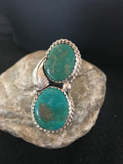 Navajo Apache Turquoise Ring | Authentic Native American Sterling Silver | Multi-Stone | Sz 7 | 2891