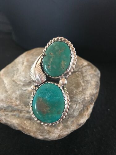 Navajo Apache Turquoise Ring | Authentic Native American Sterling Silver | Multi-Stone | Sz 7 | 2891