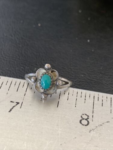 Navajo Green Turquoise Ring | Sterling Silver | Sz 5.5 | Authentic Native American Handmade | 10786