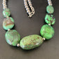 Chunky Navajo Graduated Natural Green Turquoise Necklace | Sterling Silver | Authentic Native American | 18" | 11769