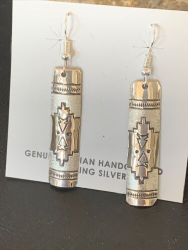 Navajo Stamped Sterling Silver Earrings Set | Authentic Native American Handmade | 11624