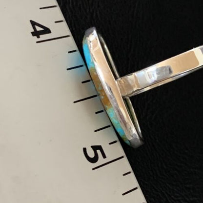 Navajo Blue Kingman Turquoise Ring | Sterling Silver | Sz 8 | Authentic Native American Handmade | 12794