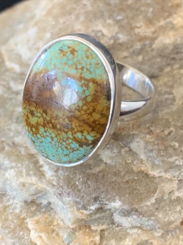 Navajo Arizona Turquoise Ring | Sterling Silver | Sz 8 | Authentic Native American Handmade | 728
