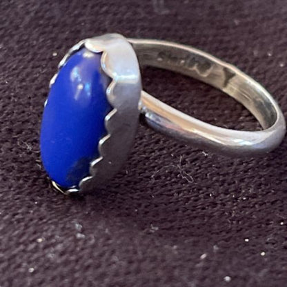 Native American Navajo Navy Blue Lapis Ring | Sterling Silver | Sz 6 | 1128