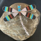Zuni Coral Turquoise Inlay Dragonfly Necklace Pin Pendant | Sterling Silver | Native American Handmade | 11891