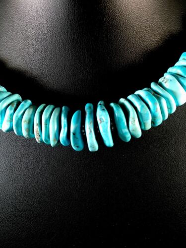 Navajo Blue Turquoise Graduated Necklace | Sterling Silver | Authentic Native American | 21" | 8692