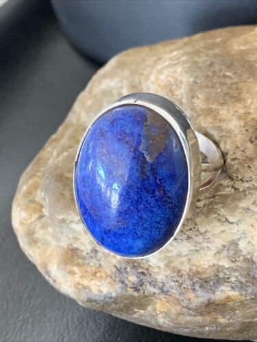 Southwestern Men's Classic Navajo Blue Lapis Ring | Sterling Silver | Sz 10 | 1834