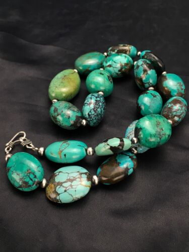Navajo Chunky Turquoise Necklace | Sterling Silver | 20" | Authentic Native American Handmade | 2963