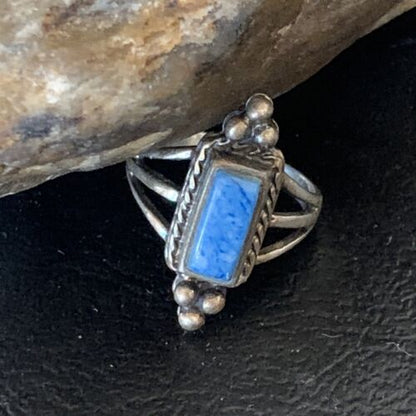 Women's Adjustable Navajo Denim Lapis Ring | Sterling Silver | Sz 5 | Authentic Native American Handmade | 12452