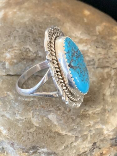 Southwestern Navajo Blue Kingman Turquoise Ring | Sterling Silver | Sz 7 | 12206