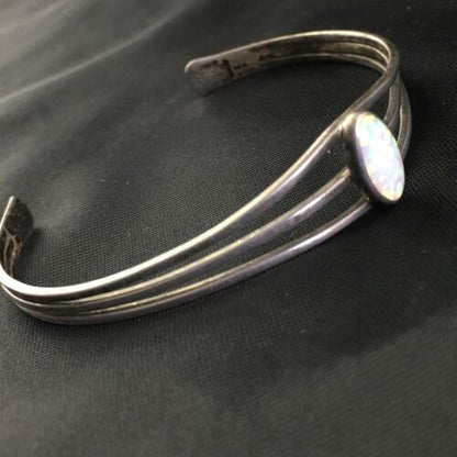 Navajo White Opal Bracelet for Children | Sterling Silver | Authentic Native American Handmade | 10177