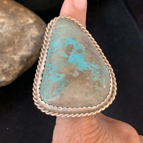 Navajo Blue Turquoise Ring | Sterling Silver | Sz 10 | Authentic Native American Handmade | 13714