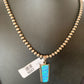 Blue Opal Inlay Necklace Pendant | Navajo Pearls | Sterling Silver | Authentic Native American Handmade | 2835